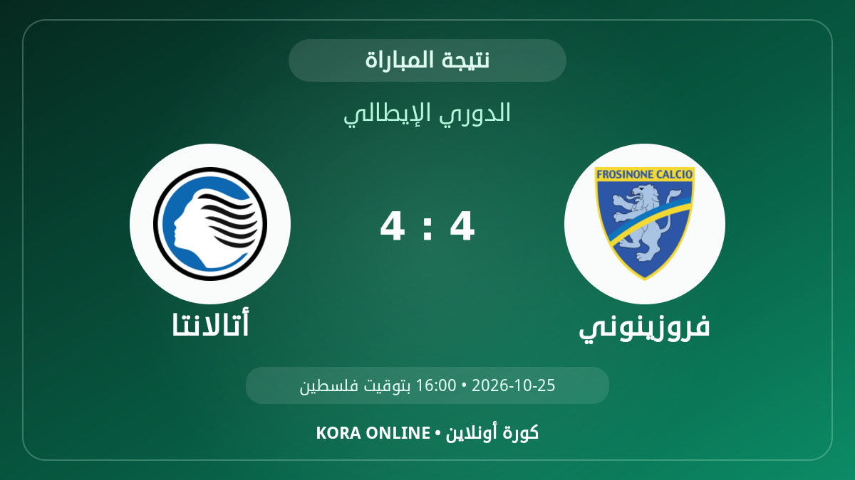 أتالانتا 4–4 فروزينوني.. النتيجة النهائية للمواجهة