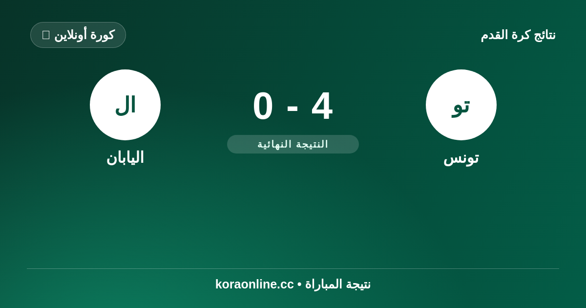 نتيجة مباراة تونس ضد اليابان: 0-4 في كأس العالم 2026